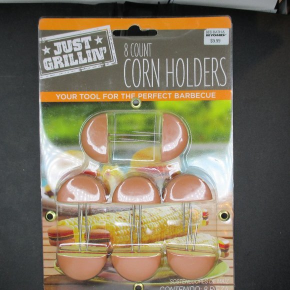 8 Just Grilling  count Corn on the cob holders Hamburger design NEW - Picture 1 of 4